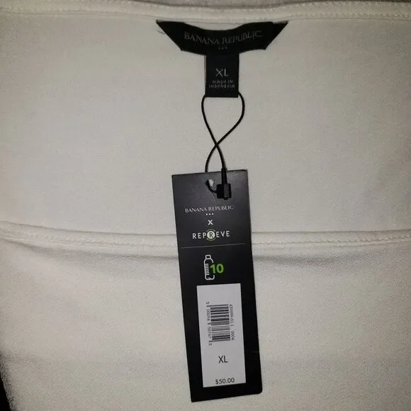 Banana Republic Long Sleeve Square Neck Dressy Ivory White Blouse Size XL NEW - Picture 5 of 9